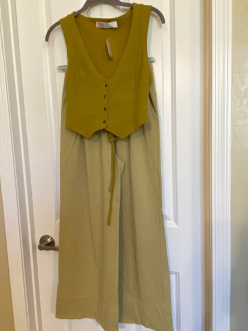 Free People Roxanne Vest and Pants Set Olive Combo XS